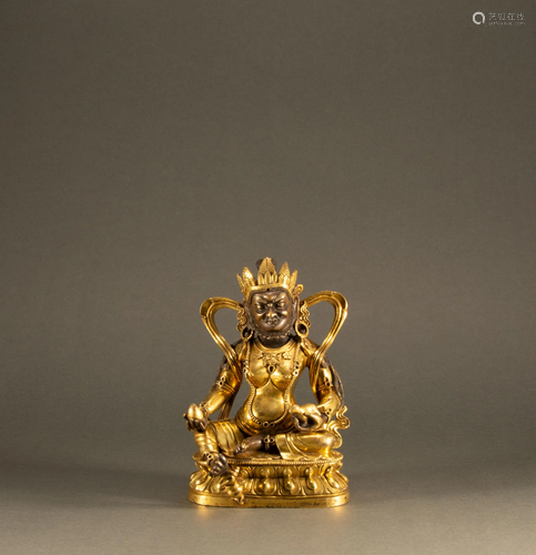 18th century - gilded bronze statue of the God of wealth