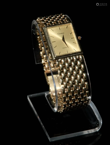 Gentlemen's 14K Gold Geneve Tank Watch