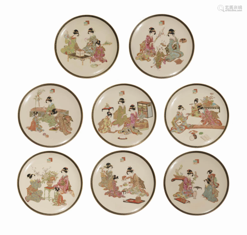 Set of 8 Japanese Satsuma Plates