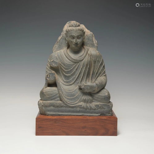 Gray Schist Gandhara Buddha, 2nd/3rd Century CE