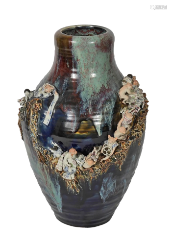 Large Japanese Sumida Pottery Vase