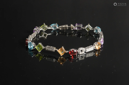 14K White Gold and Gem Set Bracelet