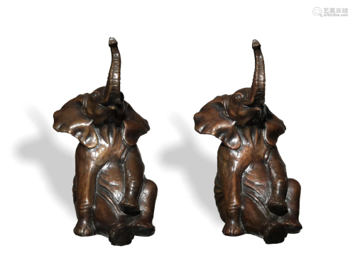 Pair of Bronze Elephants by William H. Turner