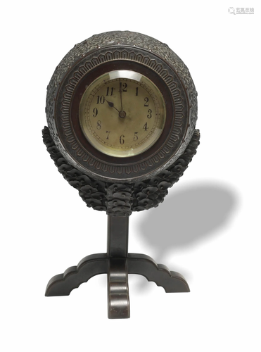 Japanese Bronze Drum Clock