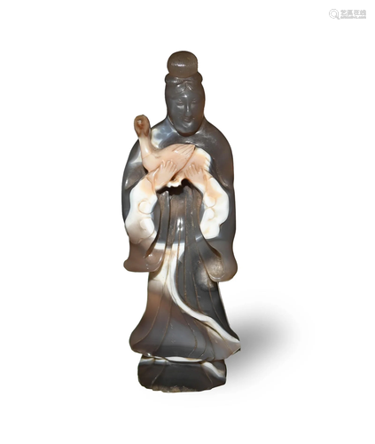 Chinese Carved Figure from Banded Agate