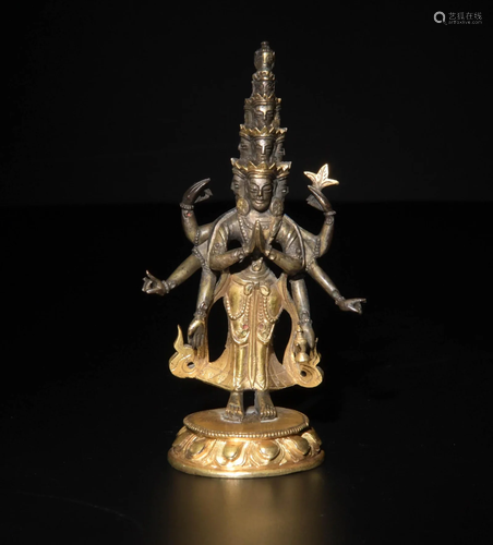 Tibetan Gilt Bronze Deity Figure