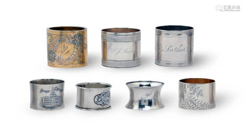 7 Fancy Sterling Silver Napkin Rings