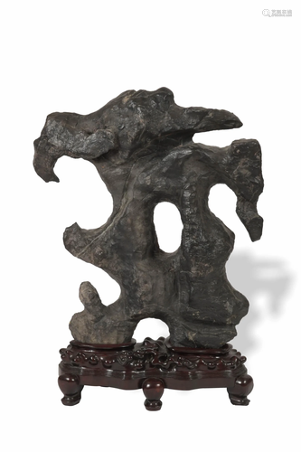 Scholar's Stone with Original Wood Stand