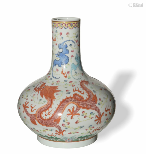 Chinese Vase with Dragons and Bats, 20th Century