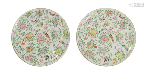 Pair of Chinese Export Famille Rose Plates,19th Century