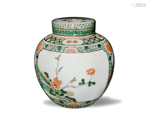 20th Century Chinese Famille Verte Ginger Jar