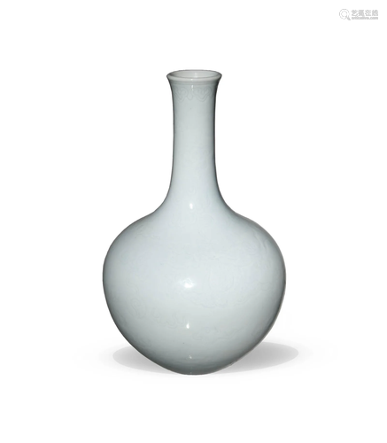 Chinese Qianlong Marked White Glazed Vase, Modern