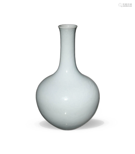 Chinese Qianlong Marked White Glazed Vase, Modern