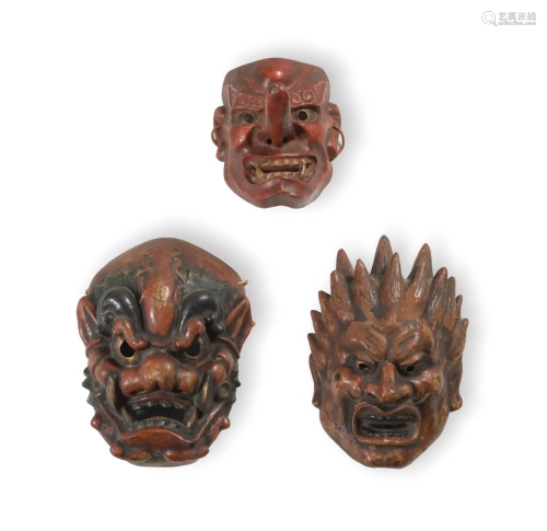 Group of 3 Japanese Noh Masks