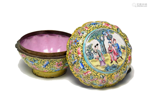 Chinese Canton Enamel Box 18-19th Century