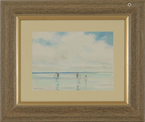 Andre Gisson, Watercolor, Beach Scene