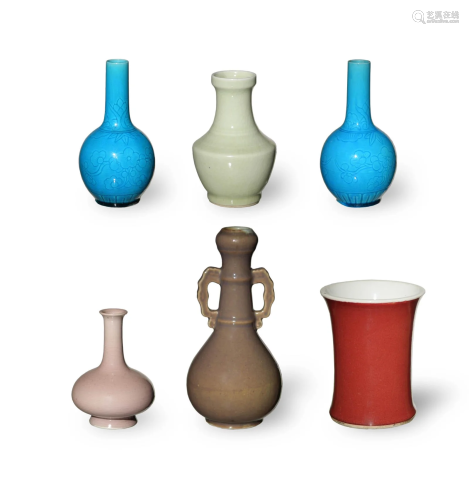 6 Chinese Monochromatic Vases, Modern