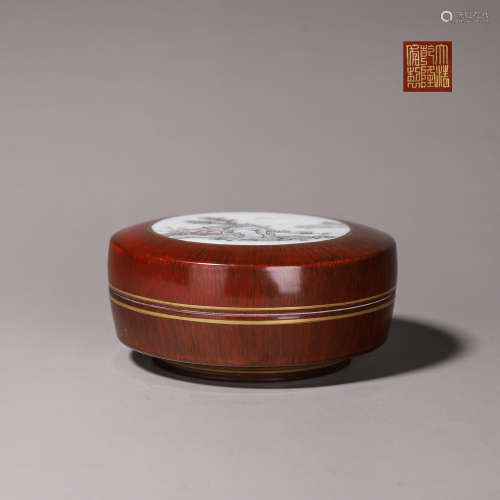 石紋釉墨彩蓋盒