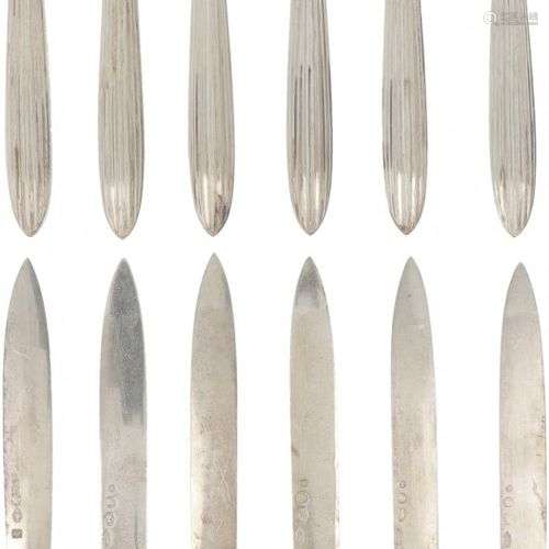 (12) piece set of silver fruit cutlery.