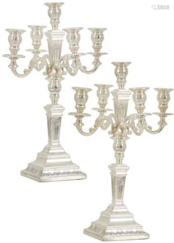 (2) piece set of silver ornate candelabras
