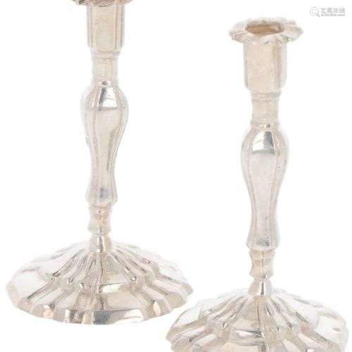 (2) piece set of miniature candlesticks silver.