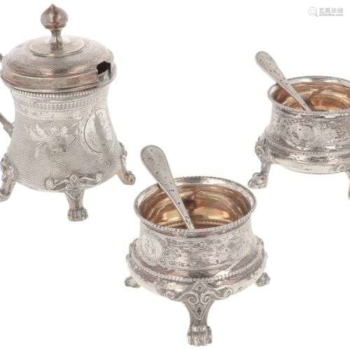 (5) piece condiment set silver.