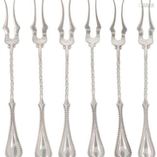(6) piece set of cold meat forks silver.