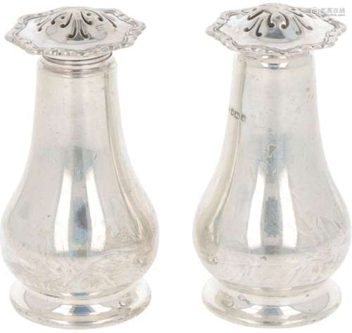 (2) piece set salt & pepper shakers silver.