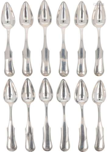 (12) piece set silver coffee spoons.