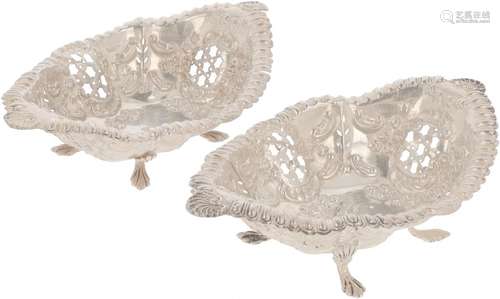 (2) piece set bonbon baskets silver.