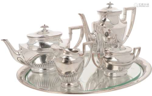 (5) piece coffee & tea set silver.