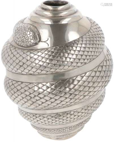 Decorative vase with stylized snake silver.
