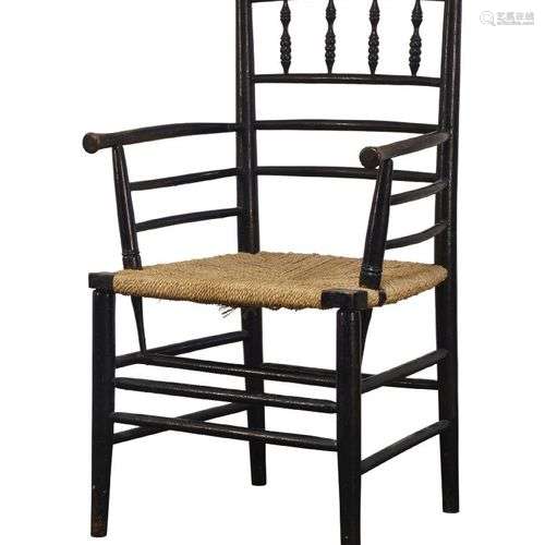 William Morris & Co, un fauteuil ébonisé de type 'Sussex', f...