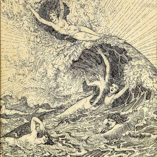 ED HILL ; 'Sea Frolics', Signé ED Hill, daté 1927, Dessin à ...