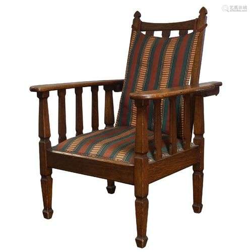 Fauteuil inclinable en chêne de style Arts and Crafts, c.191...