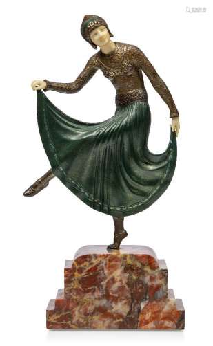 Joe Descomps (Français, 1869-1950), figure Art déco en bronz...