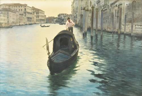 Alberto Prosdocimi (Italian 1852-1925), Venetian scene, with...