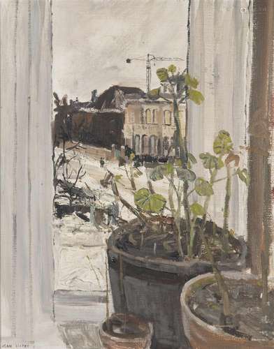 λ Jean Cooke (British 1927-2008), Geraniums on a Window Ledg...