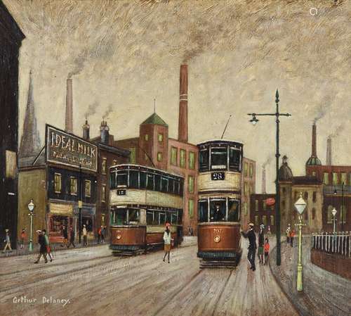 λ Arthur Delaney (British 1927-1987), Trams by the Ideal Mil...