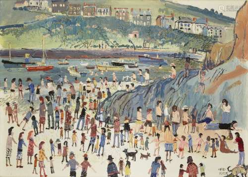 Fred Yates, British 1922-2008 - Busy Harbour Scene (with a L...