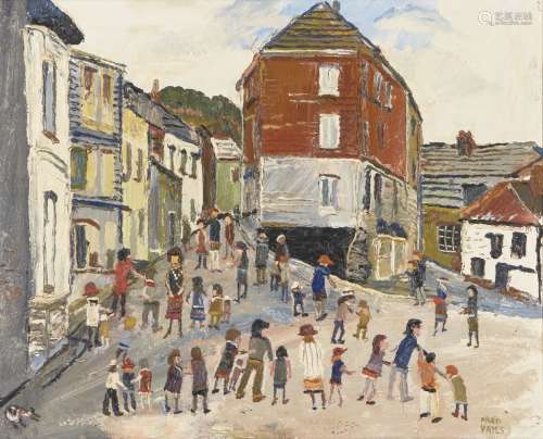 Fred Yates, British 1922-2008 - Crowd on a Sloping Street; o...