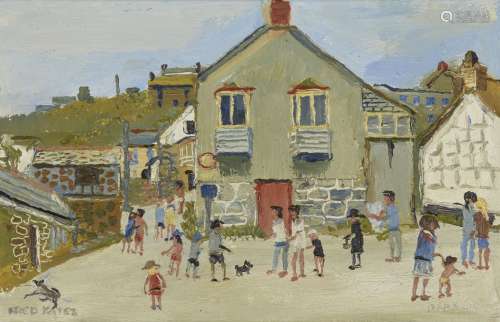 Fred Yates, British 1922-2008 - Tourists in Front of a Red D...
