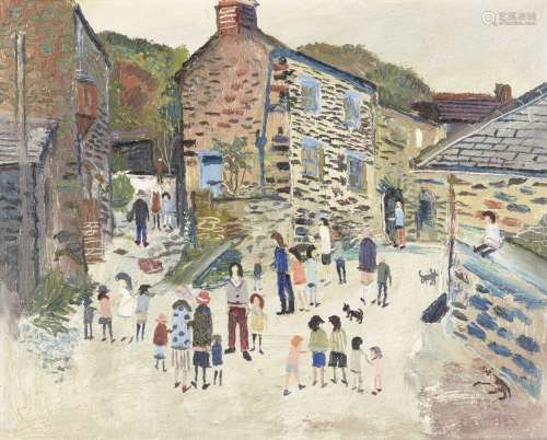 Fred Yates, British 1922-2008 - Rustic Buildings with Figure...