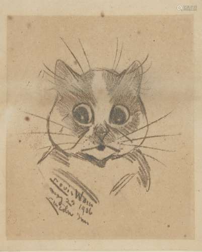 Louis Wain, British 1860-1939 - Cat, 1906; pencil on paper, ...