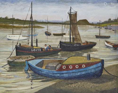 Bernard Carter, British 1920-2006 - Fishing Boats at Leigh, ...
