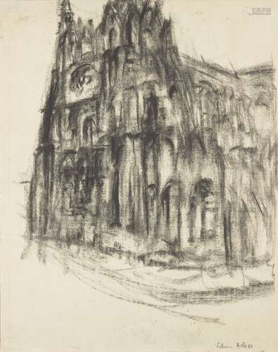 Lilian Holt, British 1898–1983 - Cathedral, 1953; charcoal o...