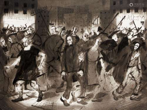 Ken Currie, Scottish b.1960 - The Street, 1990; indian ink o...