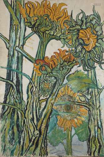 John Bratby RA, British 1928-1992 - Sunflowers; oil on canva...