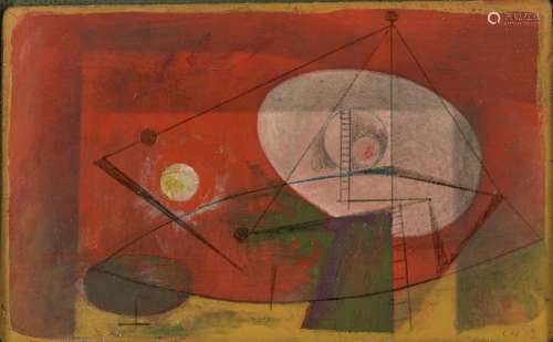 Clarke Hutton, British 1898-1984 - Untitled abstract (red), ...