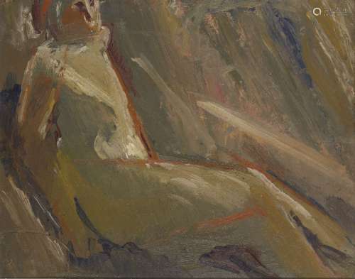 Miles Richmond, British 1922-2008 - Reclining Nude; oil on b...